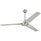 Westinghouse 7861400 Industrial 56-Inch Three-Blade Indoor Ceiling Fan, Brushed Nickel with Brushed Nickel Steel Blades