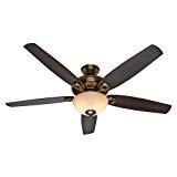 Hunter 54061 Valerian 60-Inch Bronze Patina Ceiling Fan with Dark Walnut/Roasted Walnut Blades and a Light Kit