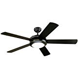 Westinghouse 7801665 Comet 52-Inch Matte Black Indoor Ceiling Fan, Light Kit with Frosted Glass