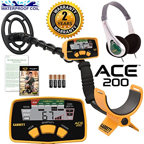 6. Garrett ACE 200 Metal Detector with Waterproof Search Coil and Headphones