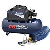 Air Compressor, Portable, 3 Gallon Horizontal, Oilless, w/ 10 Piece Accessory Kit Including Air Hose & Inflation Gun (Campbell Hausfeld FP209499AV)