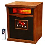 LifeSmart 6 Element Quartz w/Wood Cabinet and Remote Large Room Infrared Heater Quakerstown Dark Oak