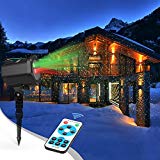 Laser Christmas Lights Outdoor Laser Light, Red and Green Starry Christmas Lights Projector, Holiday Lights with RF Remote for Christmas, Outdoor, Garden, Halloween Decoration(InnooLight)