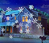 2 in 1 Chritams Projector Lights,Greenclick Outdoor Decoration Snowflake Projector Light with Rotating Snowflake Waterproof Garden Pary lamp Snow Lights for Chritmas Holiday