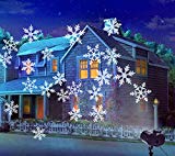 2 in 1 Chritams Projector Lights,Greenclick Outdoor Decoration Snowflake Projector Light with Rotating Snowflake Waterproof Garden Pary lamp Snow Lights for Chritmas Holiday