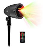 1byone Aluminum Alloy Outdoor Laser Christmas Lights Projector with Wireless Remote,Class IIIA, 2.0mW, Red and Green Stars Show for Christmas, Holiday, Party, Landscape, and Garden Decoration, Black