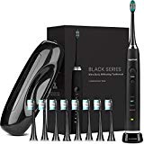 AquaSonic Black Series Ultra Whitening Toothbrush - 8 DuPont Brush Heads & Travel Case Included - Ultra Sonic 40,000 VPM Motor & Wireless Charging - 4 Modes w Smart Timer - Modern Electric Toothbrush