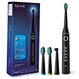 Electric Toothbrush Clean as Dentist Rechargeable Sonic Toothbrush with Smart Timer 4 Hours Charge Minimum 30 Days Use 5 Optional Modes Travel Toothbrush with 3 Brush Heads Black by Fairywill