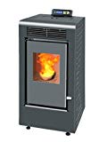 Nextstep Freestanding Electric Fireplace Pellet Stove Heater in Black with Glass Door and LCD Display, Auto ignition,TUV Certificated with 30LB Hooper Capacity,Fireplace Heater for Home Use,34120 BTU
