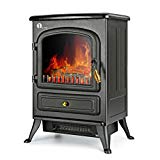 1byone Electric Fireplace Stoves, Fake Electric Fireplace, Electric Fireplace Heater Corner Fireplace with Safety Overheat Protection Cut-Off, Black