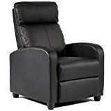 FDW Recliner Chair Single Reclining Sofa Leather Chair Home Theater Seating Living Room Lounge Chaise with Padded Seat Backrest (Black)