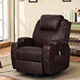 Esright Massage Recliner Chair Heated PU Leather Ergonomic Lounge 360 Degree Swivel (Espresso)