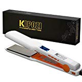 KIPOZI Pro Nano Titanium Flat Iron Hair Straightener with Digital LCD Display, Heats Up Instantly, A High Heat of 450 Degrees, Dual Voltage, 1.75” Wide Plate(White)