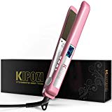 KIPOZI Flat Iron 1 Inch Titanium Plates Pro Hair Straightener with Adjustable Temperature Suitable for All Hair Types Makes Hair Shiny and Silky Heats Up Fast Dual Voltage Rose Pink