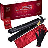 HSI Professional Ceramic Tourmaline Ionic Flat Iron hair straightener, with Glove, Pouch and Travel Size Argan Oil Leave-in Hair Treatment (Packaging May Vary)