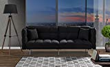 Modern Plush Tufted Velvet Fabric Splitback Living Room Sleeper Futon