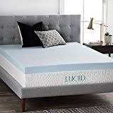 LUCID 4 Inch Gel Memory Foam Mattress Topper - Ventilated Design - Ultra-Plush