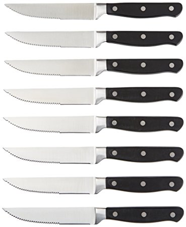 1. AmazonBasics Premium 8-Piece Steak Knife Set
