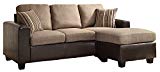Homelegance 8401-3SC Reversible Sofa Chaise with 2 Pillows, Brown Linen-Like Fabric and Bi-Cast Vinyl