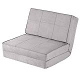 Giantex 5-Position Adjustable Convertible Flip Chair, Sleeper Dorm Game Bed Couch Lounger Sofa Chair Mattress Living Room Furniture, Gray