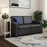 DHP Logan Twin Sleeper Sofa Couch Pull Out Bed, Black Faux Leather