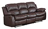 Bonded Leather Double Recliner Sofa Living Room Reclining Couch (Brown)