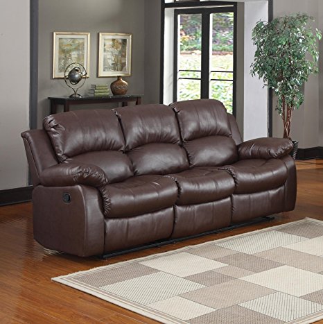 1. Bonded Leather Double Recliner Sofa