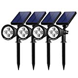 InnoGear Upgraded Solar Lights 2-in-1 Waterproof Outdoor Landscape Lighting Spotlight Wall Light Auto On/Off for Yard Garden Driveway Pathway Pool, Pack of 4 (White Light)