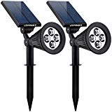 URPOWER Solar Lights 2-in-1 Solar Powered 4 LED Adjustable Spotlight Wall Light Landscape Light Bright and Dark Sensing Auto On/Off Security Night Lights for Patio Yard Driveway Pool