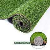 GOLDEN MOON Realistic Artificial Grass Mat 5-Tone Thick Outdoor Turf Rug 0.98in(25mm) Blade Height Series Green 3'x 5'(15sq ft)