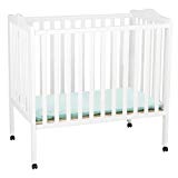 Delta Children Folding Portable Mini Baby Crib with Mattress, White