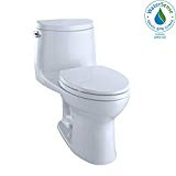 Toto MS604114CEFG#01 UltraMax II One-Piece Elongated 1.28 GPF Universal Height Toilet with CEFIONTECT, Cotton White