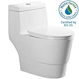Woodbridge Dual Flush Elongated One Piece Toilet with Soft Closing Seat. T0001W Comfort Height, Water Sense, High-Efficiency.