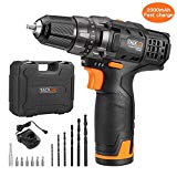 Tacklife 12V 2.0Ah Lithium-Ion Cordless Drill Driver Set - PCD01B 3/8-inch All-Metal Chuck 2-Speed Max Torque 239 In-lbs 19+1 Position with LED, 1 Hour Fast Charger