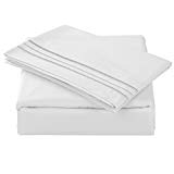 TASTELIFE 105 GSM Deep Pocket Bed Sheets Set Brushed Hypoallergenic Microfiber Sheet 1800 Bedding Sheets Wrinkle, Fade, Stain Resistant - 4 Piece(White,Queen)