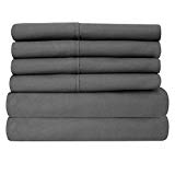 6 Piece 1500 Thread Count  Deep Pocket Bed Sheet Set - 2 EXTRA PILLOW CASES, GREAT VALUE - Queen, Gray