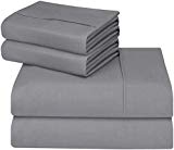 Utopia Bedding 4-Piece Microfiber Bed Sheet Set - Fade and Stain Resistant (Queen, Grey)