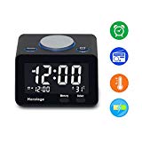 USB Alarm Clock, Digital Alarm Clock Radio with USB charging Port, Clock, Alarm, FM Radio, Thermometer and LCD screen for Bedroom, Kitchen, Hotel, Table, Desk