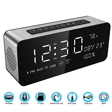 7. Soundance 12W Radio Alarm Clock Bluetooth Speaker