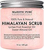 Majestic Pure Himalayan Salt Body Scrub with Lychee Essential Oil, All Natural Scrub to Exfoliate & Moisturize Skin, 10 oz