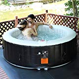 Goplus 6 Person Portable Inflatable Hot Tub for Outdoor Jets Bubble Massage Spa Relaxing w/ Cover & Filter Cartridge Accessories Repair Kit (Black)