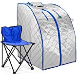 Durasage Infrared IR Far Portable Indoor Personal Spa Sauna with Heating Foot Pad and Chair, X-Large, Silver