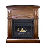 Pleasant Hearth Convertible Vent-Free Dual Fuel Fireplace, 35-Inch, Cherry