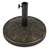 Best Choice Products 18in Heavy Duty Round Steel Patio Umbrella Base Stand, 29lbs w/Rust-Resistant Finish, Rustic Design - Bronze