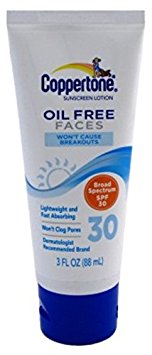 10. Coppertone Oil Free Lotion for Faces SPF 30 Sunscreen 3 oz/