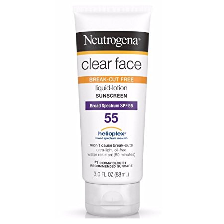 3. Neutrogena clear Face Break-Out Free Liquid-Lotion SPF 55 3 oz