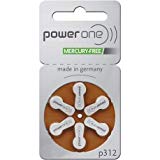 PowerOne Hearing Aid Batteries Size 312 - 10 Packs of 6 Cells (no mercury)