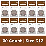 AmazonBasics Size 312 Hearing Aid Batteries, 60-Pack