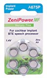 ZeniPower Cochlear Implant Batteries Size A675P Zero Mercury (60 Batteries)