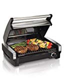 Hamilton Beach Electric Indoor Searing Grill with Removable Plates and Less Smoke, One Size, Brushed Metal